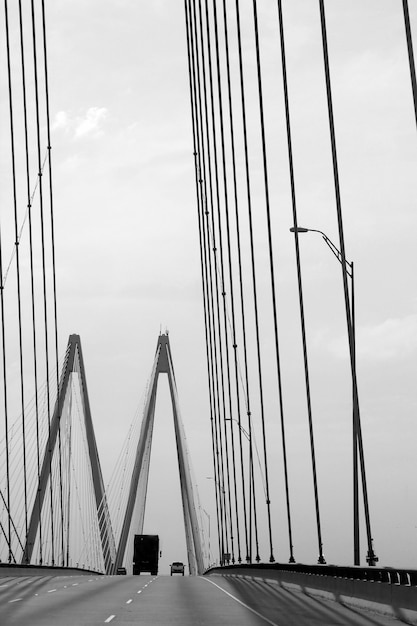 Puente de cable blanco y negro en Texas