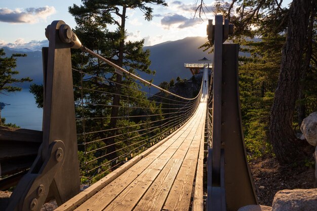 Puente colgante en la cima de una montaña en Squamish