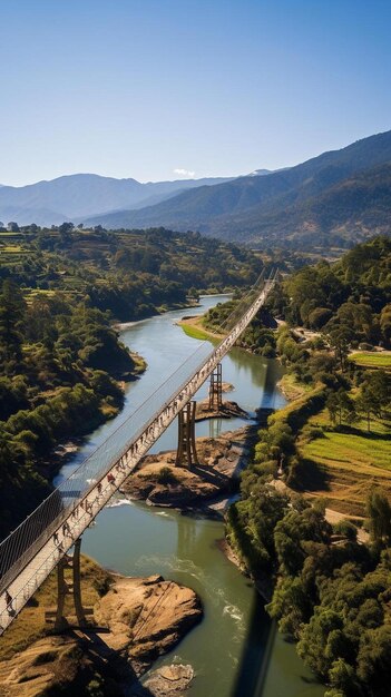 el puente colgante de Punakha en el dzong de Punakha