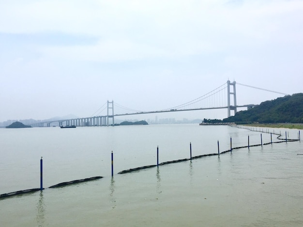 Puente colgante sobre el mar