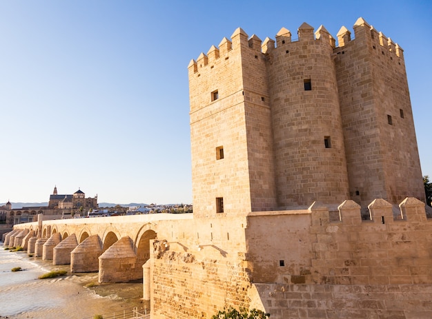 Puente de Córdoba en España - hora del atardecer, detalle de 16 arcadas