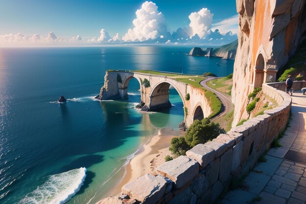 Un puente en la costa de corfú