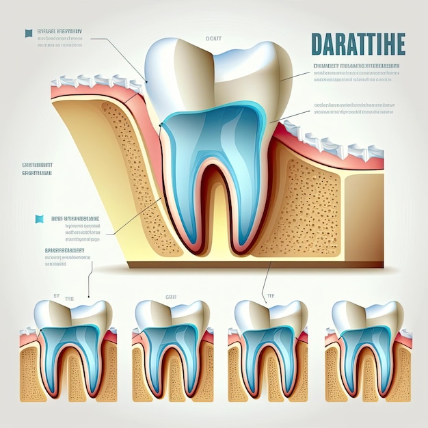 Puente dental de infografía utilizado para cubrir una ilustración de vector de problemas dentales de dientes perdidos Hecho por AIInteligencia artificial