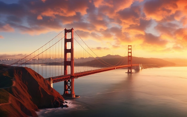 Puente Golden Gate Panorama Icónico Hito de San Francisco IA generativa