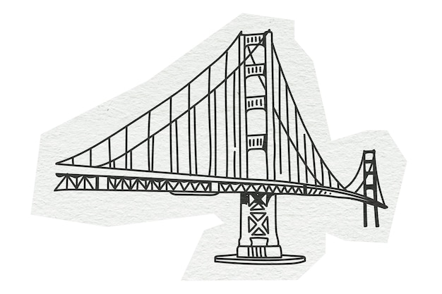 Puente Golden Gate de Papua Nueva Guinea Ilustración de arte de línea de ubicación famosa fondo transparente