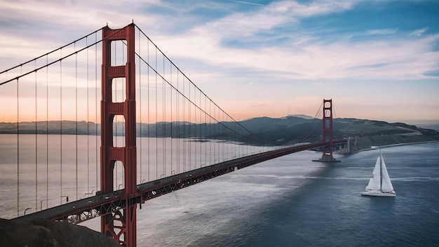 El puente Golden Gate en San Francisco con un velero