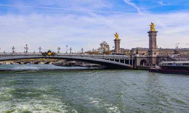 Puente histórico pont alexandre iii sobre el río sena en parís francia