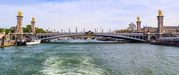 Puente histórico pont alexandre iii sobre el río sena en parís francia