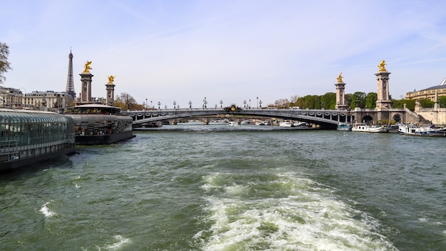 Puente histórico pont alexandre iii sobre el río sena en parís francia