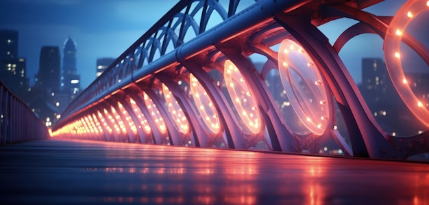 Puente iluminado con enfoque suave en el fondo nocturno IA generativa