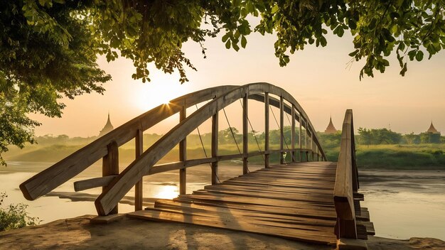 Foto puente de madera en mandalay