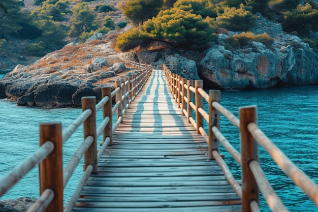 Puente de madera sobre el agua