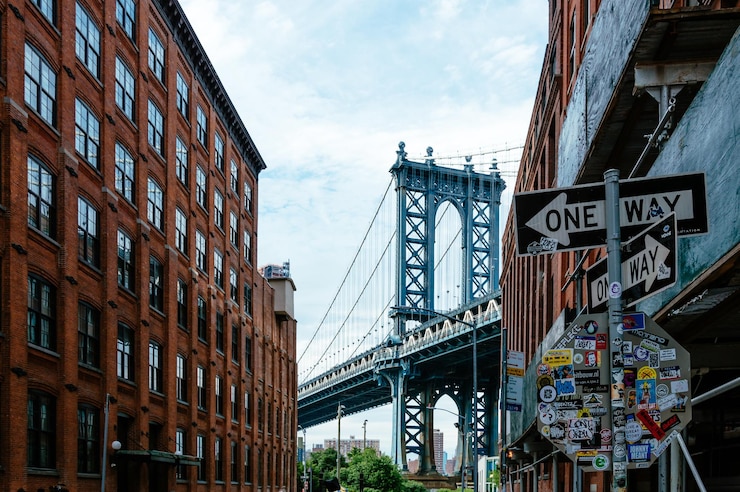 Foto el puente de manhattan en la ciudad de nueva york