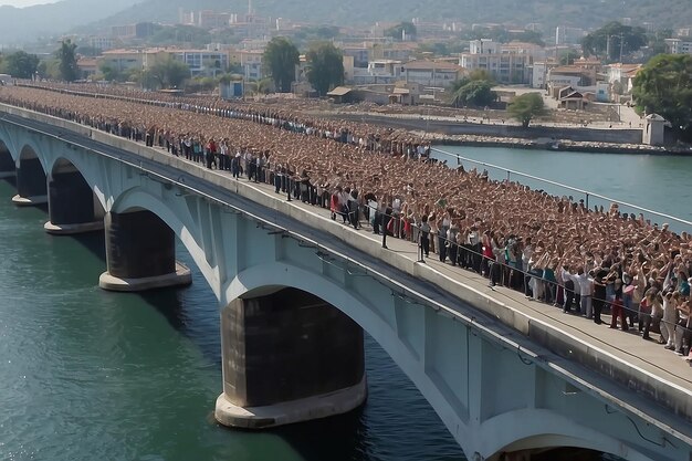 un puente con mucha gente en él