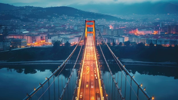 Un puente con un puente al fondo.