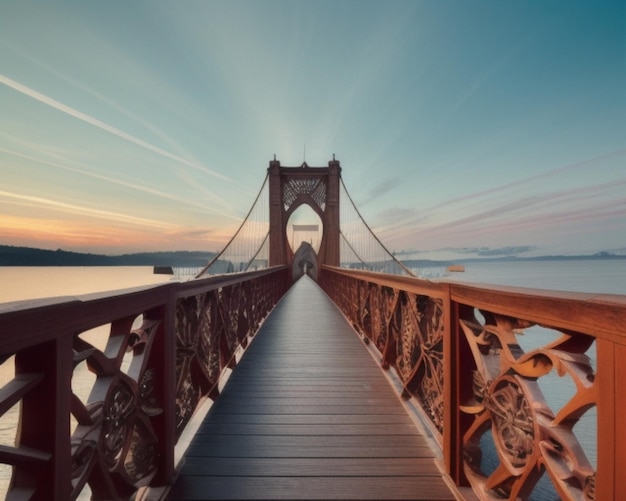 Un puente con un puente que dice "caminar" en él.