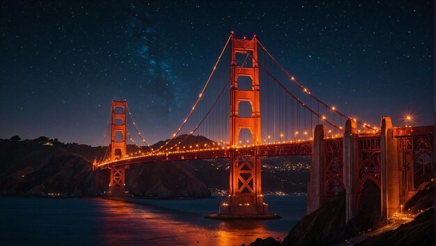 el puente de la puerta dorada en la noche