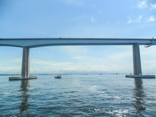 Foto puente que conecta las ciudades de río de janeiro con la ciudad de niteroi, una de las más bellas de brasil.