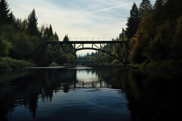 Un puente que cruza un río tranquilo.