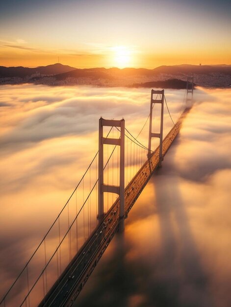 Foto un puente que tiene la palabra amanecer en él