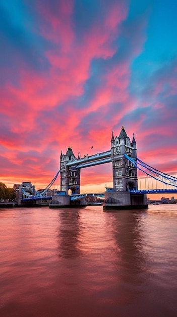 un puente que tiene una puesta de sol en el fondo