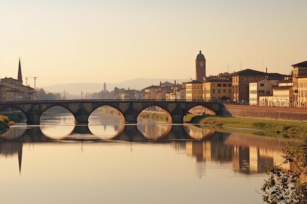 Foto un puente que tiene una torre en él