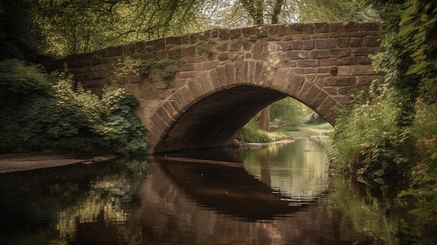 Puente sobre un río con árboles al fondo