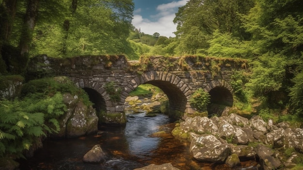 Un puente sobre un río con árboles al fondo.