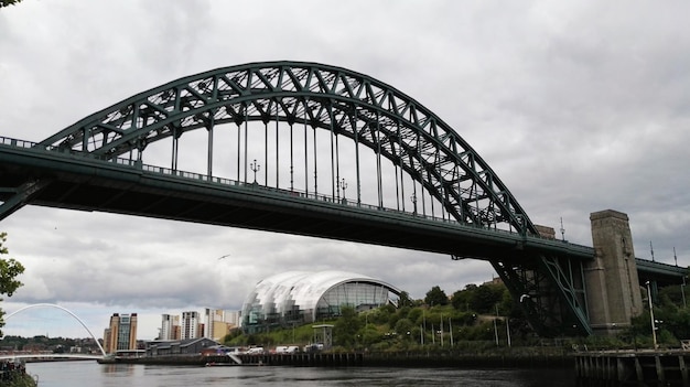 Puente sobre el río contra el cielo nublado