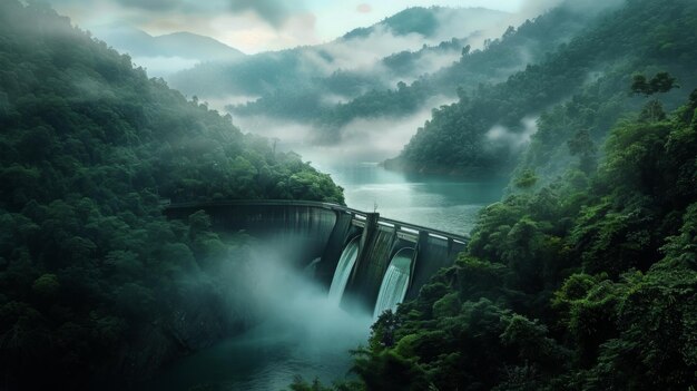 Foto puente sobre el río rodeado de árboles