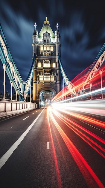 un puente con una torre que tiene un reloj en él