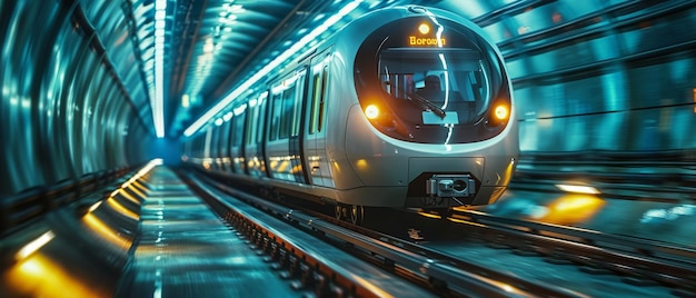 Foto puente de túnel ferroviario con movimiento borroso que muestra movimiento rápido con fondo verde