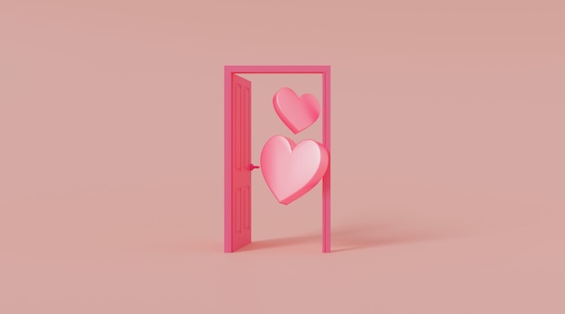 Puerta abierta con forma de corazón.