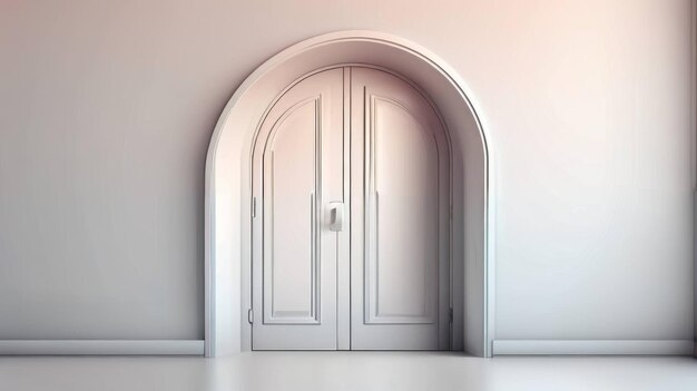 Una puerta abierta en una habitación blanca