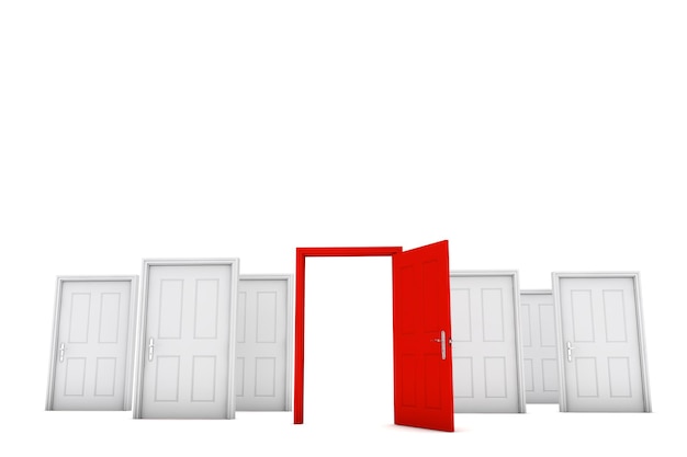 Puerta abierta isolaed sobre un fondo blanco 3D Rendering