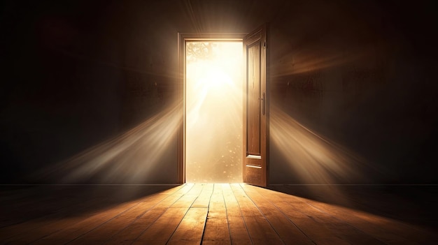 Una puerta abierta con luz que viene del exterior
