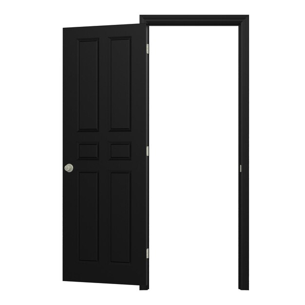 Puerta aislada abierta cerrada representación de ilustración 3d