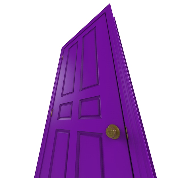 Puerta aislada abierta cerrada representación de ilustración 3d