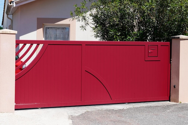 Puerta de aluminio de metal para el hogar con diseño de portal de entrada rojo de casa moderna