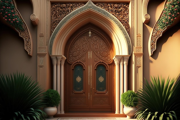 Puerta árabe al estilo del siglo XIX. 3d renderizado arte digital