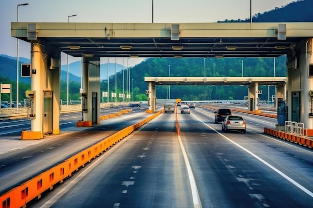 Foto puerta de autopista carretera de peaje fotografía profesional generada por ai