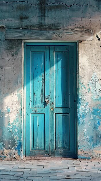 Foto una puerta azul con un letrero que dice quot bisagra cita en él