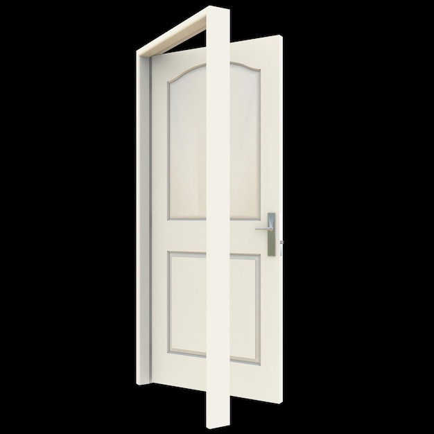 Puerta blanca Un camino sin barreras mostrado en un lienzo blanco en blanco