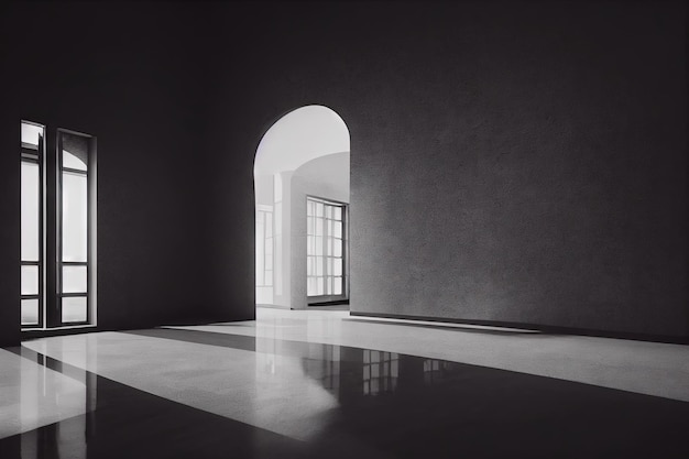 Puerta blanca en una habitación oscura con luz brillante