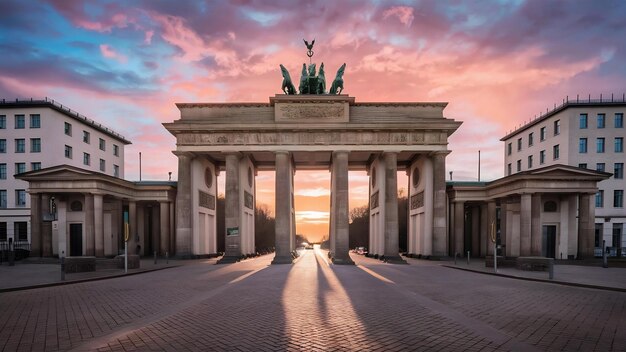 Foto puerta de brandeburgo al atardecer