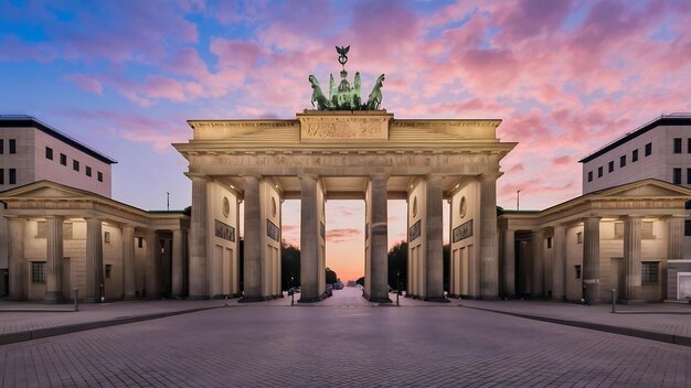 Puerta de Brandeburgo en Berlín, Alemania al atardecer