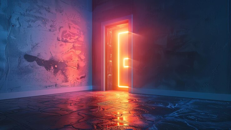 Una puerta brillante a las oportunidades económicas que simboliza la riqueza potencial y el éxito financiero