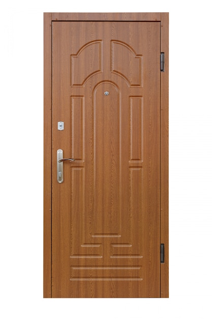 Foto puerta cerrada de madera marrón