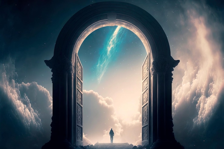 Foto la puerta del cielo al fin de la vida del cielo ia generativa