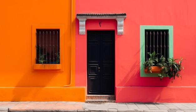 puerta en la ciudad puerta roja y amarilla puertas rojas y amarillas IA generativa